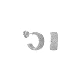 White CZ Single Line Eternity Hoop Earrings