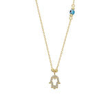 FATIMAS HAND ZIRKONIA HALSKETTE MIT NAZAR