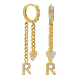 Hängende Buchstaben Ohrringe mit Herz